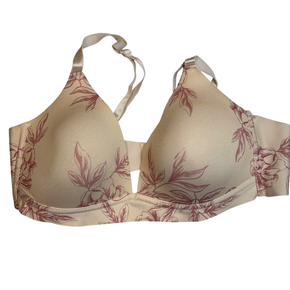Catherine Malandrino | 36C | Bra | Floral Print | Adjustable Straps | Beige